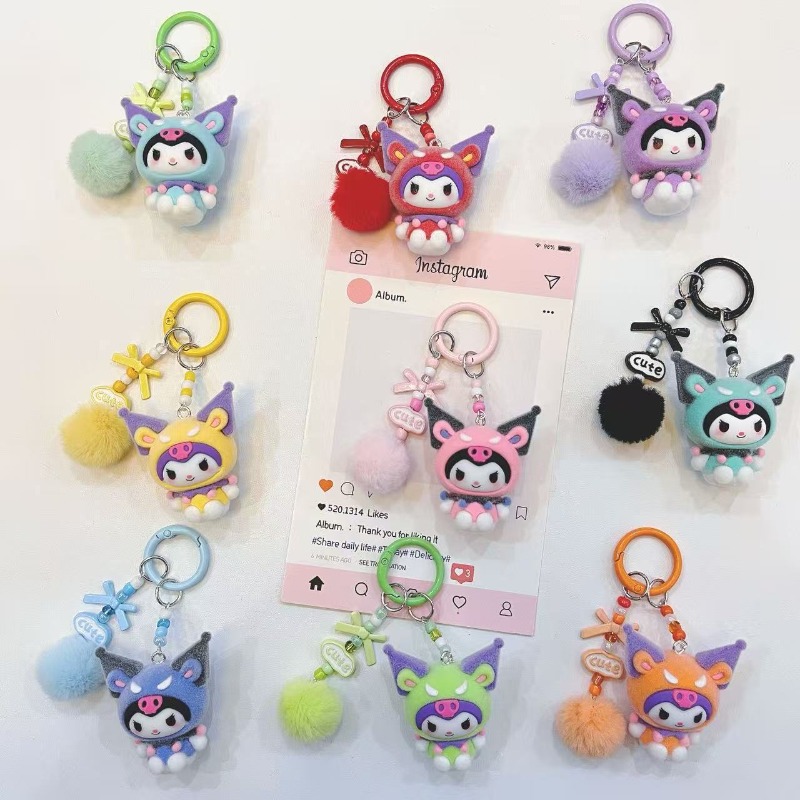 Kawaii Tech Accessories - Moda Kuromi Figürü Reçine Anahtarlık Sevimli