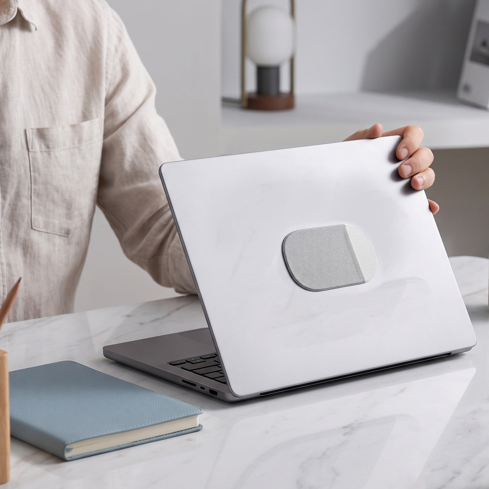 Tech Accessories Case - Yapışkanlı Dizüstü Bilgisayar Fare Tutucu, Gri